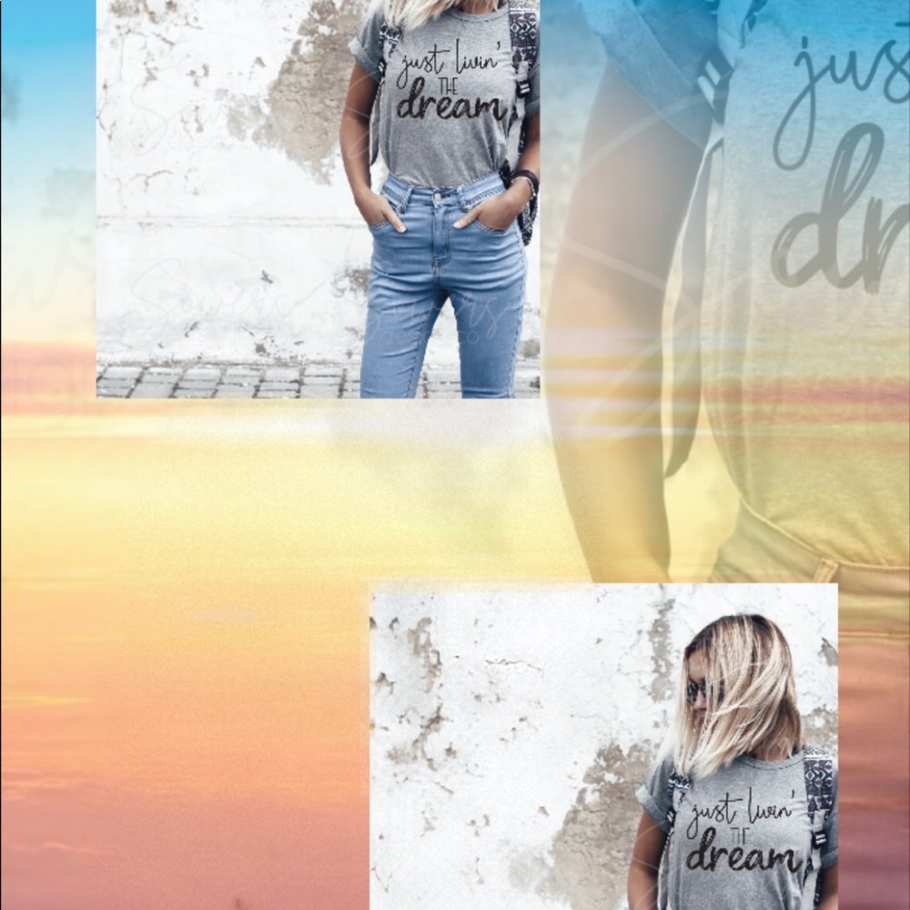 just living' the dream T-Shirt/Gifts for Women/Quote/Custom T-Shirts - Picture 2 of 3